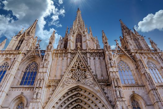A Beautiful Ornate Steeples and Trim on Barcelona Church