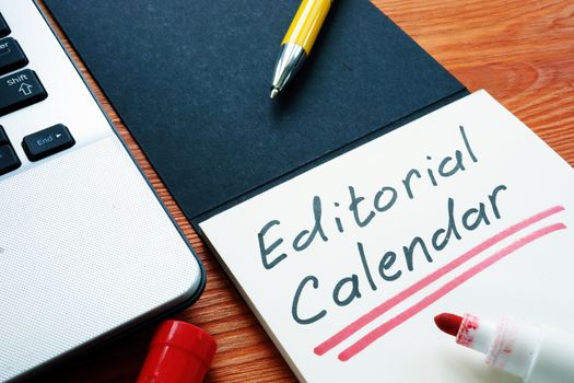 Editorial calendar or publishing schedule for content in the notebook.