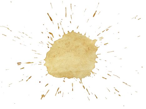 Coffee splatter cut out on and isolated on a white background