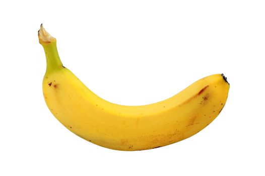 Ripe banana cut out on and isolated on a white to make a bananas background