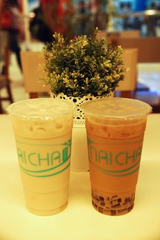 CAGAYAN DE ORO CITY, PH - Naicha milk tea drinks on February 6, 2013 in Cagayan De Oro City, Philippines.