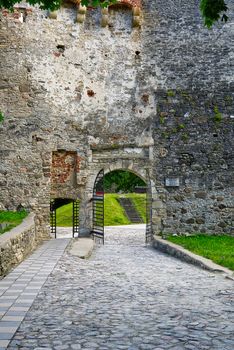 Main entrance to Haapsalu Episcopal Castle. Medieval Castle of Bishop, Estonia