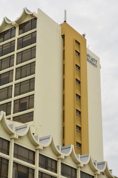 KOTA KINABALU, MY - JUNE 21: Hyatt Regency Kinabalu facade on June 21, 2016 in Malaysia. Hyatt Regency Kinabalu has 288 spacious hotel rooms and suites plus some of the best views in Kota Kinabalu.