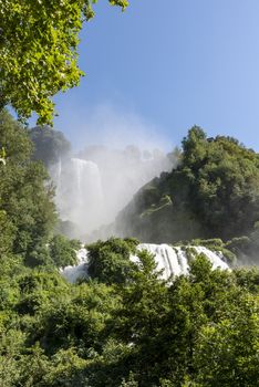 marmore waterfall the highest in europe on a sunny day