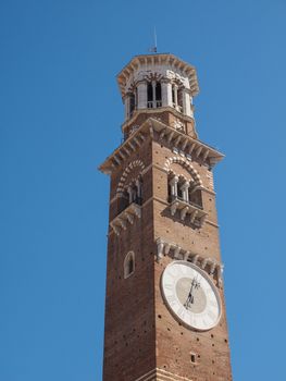 VERONA, ITALY - CIRCA MARCH 2019: Piazza delle Erbe (meaning Market Square)