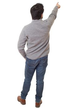 young casual man full body in a white background