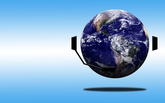 Website and internet contact us concept, customer service, The Earth and headphone, Elements of this image furnished by NASA