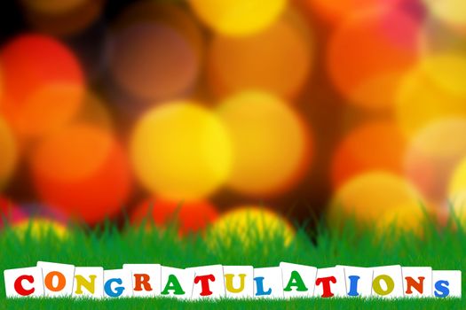 Congratulations text, business success concept on blur bokeh background with copy space