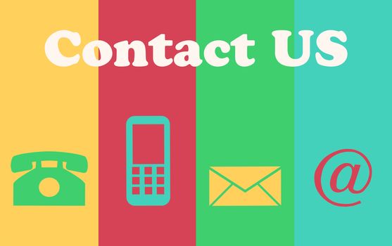 Website and internet contact us concept, customer service vintage tone