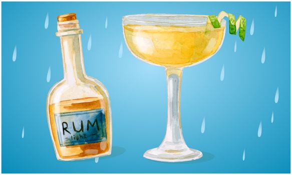 Mock Up illustration of rum and glass on abstract backgrounds