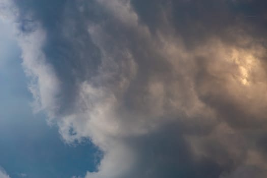 dramatic daylight storm clouds full frame panoramic background.