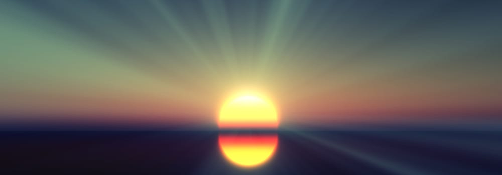 sunset calmly sea sun ray 3d rendering illustration