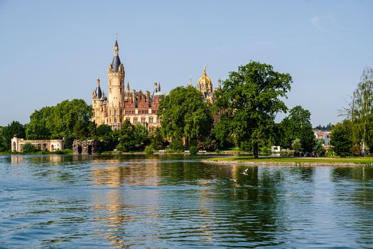 Schwerin Castle on a beautiful summer morning.