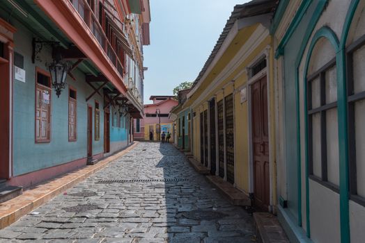 A side street in the La Pensa artists district in Guayaquil, Ecuador