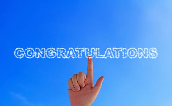 Congratulations cloud text, business success concept on blue sky background with copy space