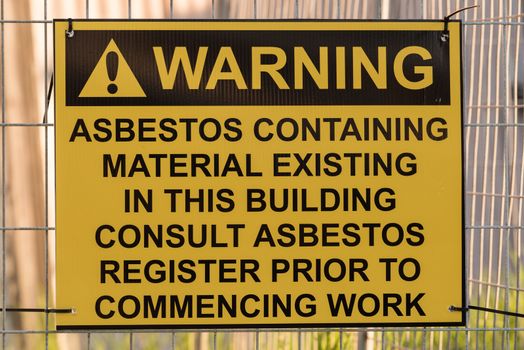 Yellow Asbestos warning sign