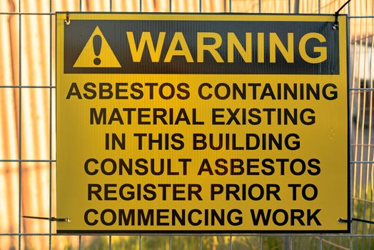 Yellow Asbestos warning sign