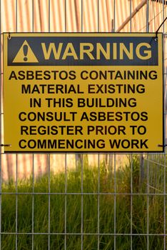 Yellow Asbestos warning sign