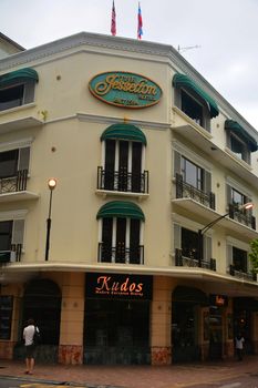KOTA KINABALU, MY - JUNE 21: The Jesselton hotel facade on June 21, 2016 in Kota Kinabalu, Malaysia. 