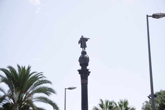 Statue and column detail in honor of Christopher Columbus trip to America.