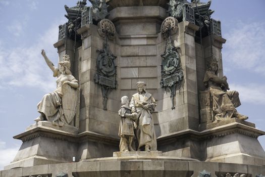 Statue and column detail in honor of Christopher Columbus trip to America.