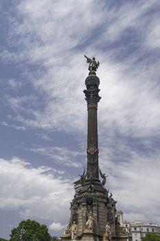 Statue and column detail in honor of Christopher Columbus trip to America.
