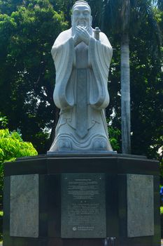 MANILA, PH - JULY 6: Confucius statue at Chinese garden inside Rizal park on July 6, 2016 in Manila, Philippines.