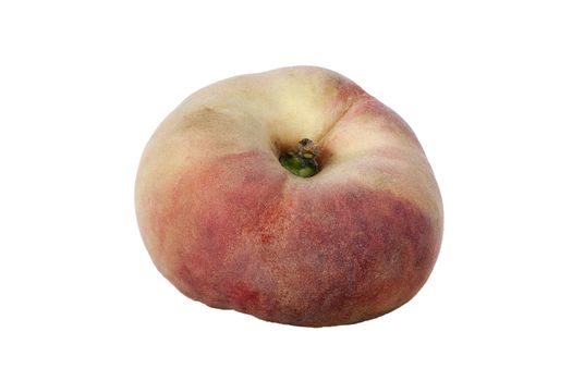 Saturn peach flat peaches also known doughnut peaches isolated on a white background