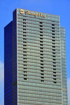 TAGUIG, PH - OCT. 1: Shangri-La The Fort facade on October 1, 2016 in Taguig, Philippines. Shangri-La at the Fort is a 5-star luxury hotel and mixed-used building in Bonifacio Global City, Philippines