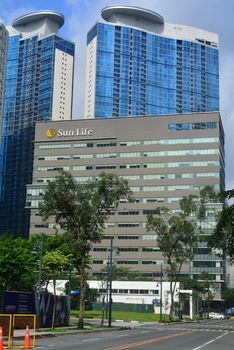 TAGUIG, PH - OCT. 1: Sun Life Centre facade on October 1, 2016 in Bonifacio Global City, Taguig City, Philippines.
