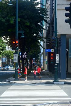 TAGUIG, PH-OCT. 1: 28th street pedestrian lane on October 1, 2016 in Bonifacio Global City, Taguig, Philippines. 