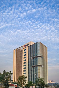Pune, Maharashtra, India - December 23rd, 2017 : Modern high-rise office of a software co.building in a fast developing city-Pune.