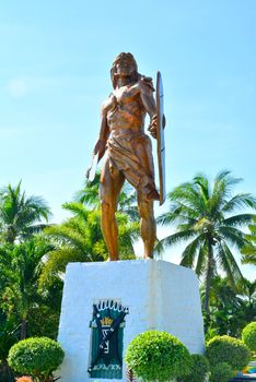 CEBU, PH - OCT. 8: Lapu Lapu Shrine on October 8, 2016 in Mactan Island, Cebu, Philippines. The Lapu Lapu shrine is a 20 meter bronze memorial statue erected on Mactan Island, Cebu, Philippines.