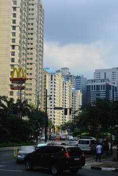 TAGUIG, PH - OCT. 1: Forbes Town Center road on October 1, 2016 in Taguig, Philippines. 