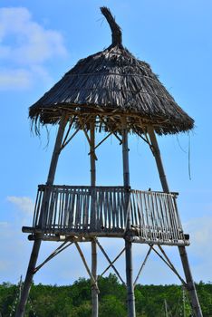 CEBU, PH - OCT 8: Bamboo guard post at Lapu Lapu City on October 8, 2016 in Mactan island, Cebu, Philippines.