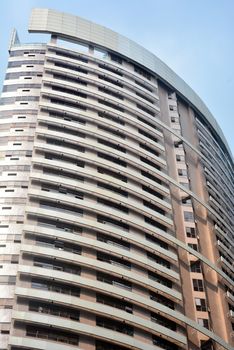 TAGUIG, PH - OCT. 1: The Icon Residences facade on October 1, 2016 in Taguig, Philippines. The Icon Residences are two eye-shaped residential towers located in West Fort Bonifacio Global City.