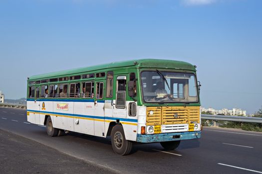 Pune, Maharashtra, India- October 25th, 2016: State tranport bus