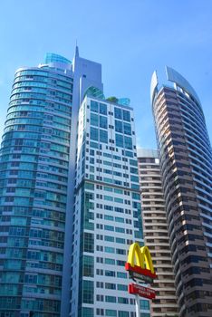 TAGUIG, PH - OCT. 1: Avant at The Fort facade on October 1, 2016 in Bonifacio Global City, Taguig, Philippines. Avant at the Fort is a 38-storey condominum and features sustainable technology sourced from around the world.