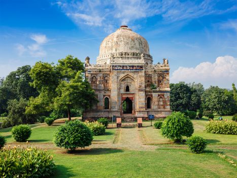 Sheesh Gumbad - islamic tomb from the last lineage of the Lodhi Dynasty. It is situated in Lodi Gardens city park in Delhi, India