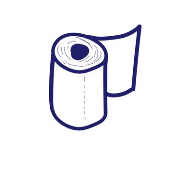 Doodle style toilet roll. illustration with a blue line like ink ballpoint pen