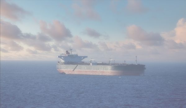 A Heavy Tanker waiting off shore in the mist