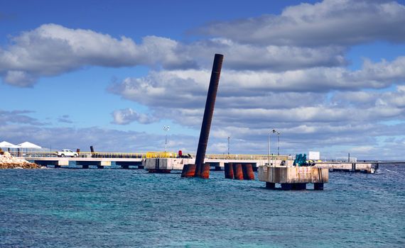 New Pier Construction in the Harbor of Curacao