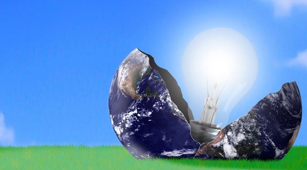 Idea and inspiration concept, business creativity, nature ecology background, Elements of this Image Furnished by NASA