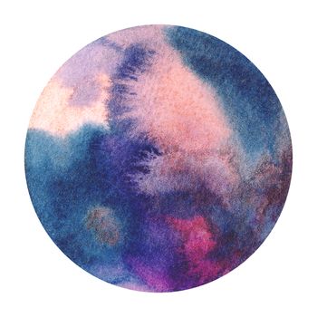 Abstract watercolor hand painting in circle shape for the text message background. Colorful splashing in the paper. Perfect for branding, greetings, websites, digital media, invites, weddings.