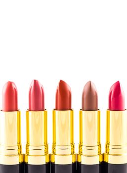 Colorful lipstick on white background, beauty concept