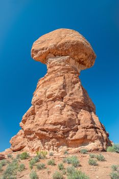 Incredible rock formation along Balanced Rock Trailhead, Arches National Park.