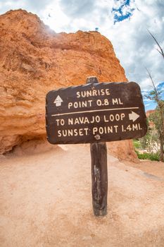 Trails directions in Bryce Canyon National Park.