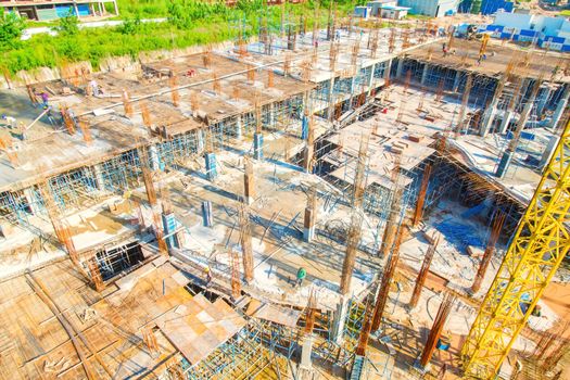 Guwahati, India - june 2019 : view of an under construction houses in guwahati