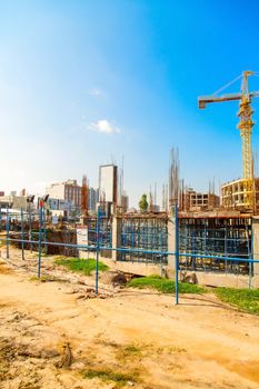 Indore, India - October 2018 : clear view of a new constructing buildings in Indore