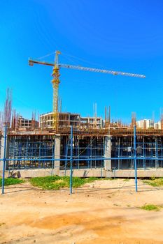 Indore, India - October 2018 : clear view of a new constructing buildings in Indore